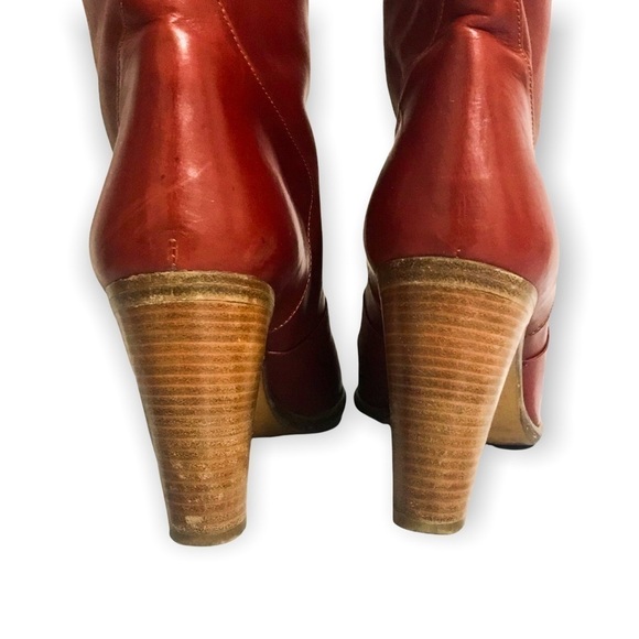 Michel Perry leather knee High boots, size 38.5 EU, in brick brown leather - Picture 7 of 14